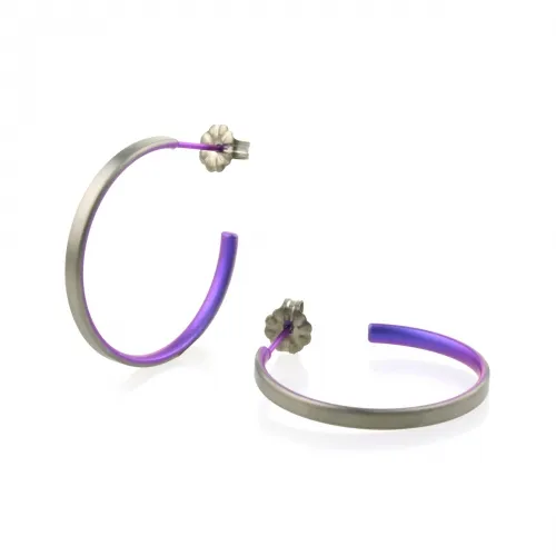 Medium Subtle Purple Colour Hoop Earrings